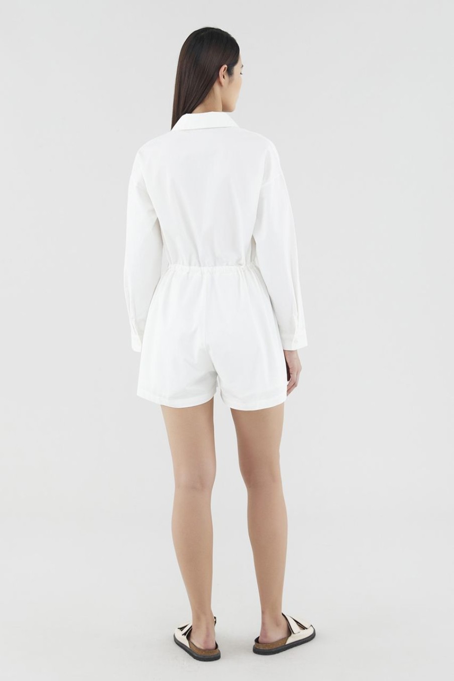 Women The Editor's Market Jumpsuits | Libbie Shirt Romper White