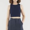 Women The Editor's Market Tops | Afiya Crop Top Navy Blue