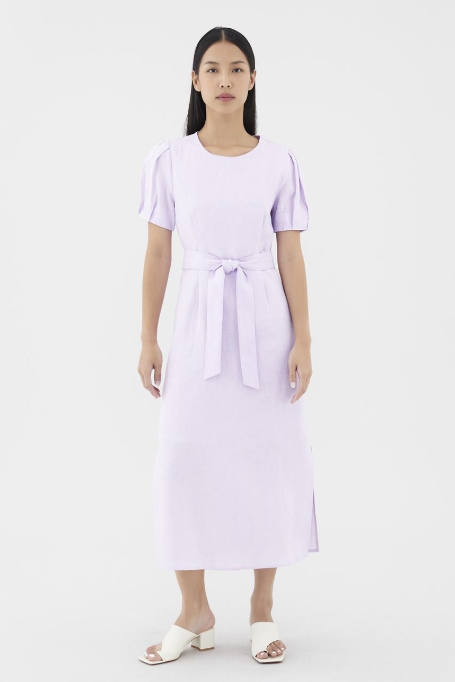 Women The Editor's Market Dresses | Nately Linen Strap-Tie Dress Lilac