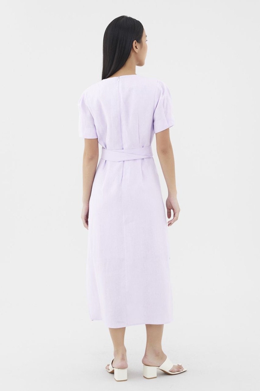 Women The Editor's Market Dresses | Nately Linen Strap-Tie Dress Lilac