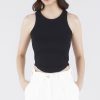 Women The Editor's Market Tops | Merda Curve Hem Tank Black