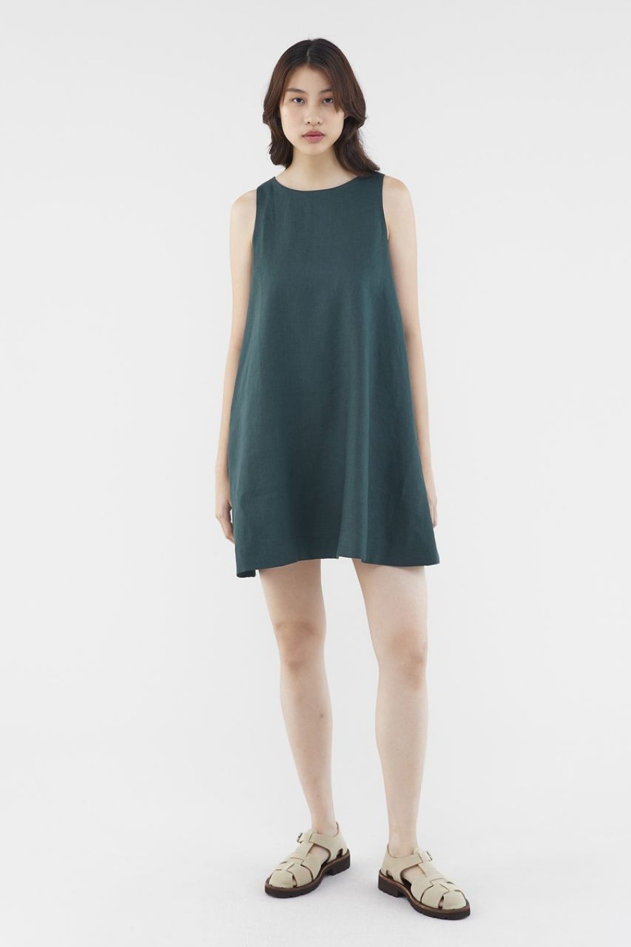 Women The Editor's Market Dresses | Myrah Linen Shift Dress Rosemary