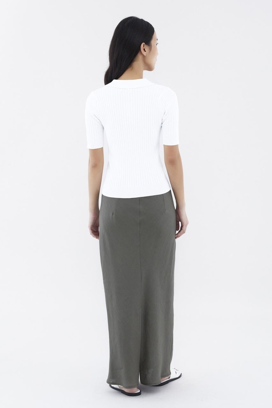 Women The Editor's Market Tops | Nodelyn Polo Knit Top White