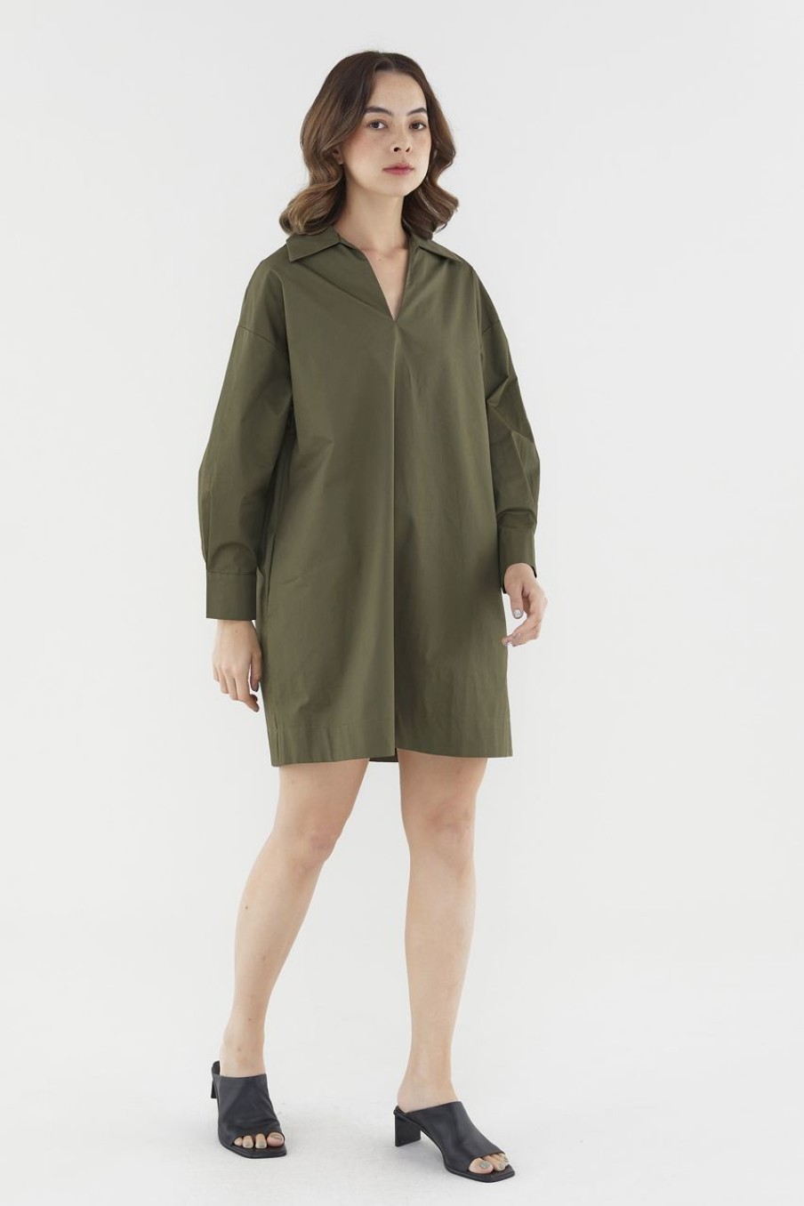 Women The Editor's Market Dresses | Eleanor Shirtdress Dark Olive