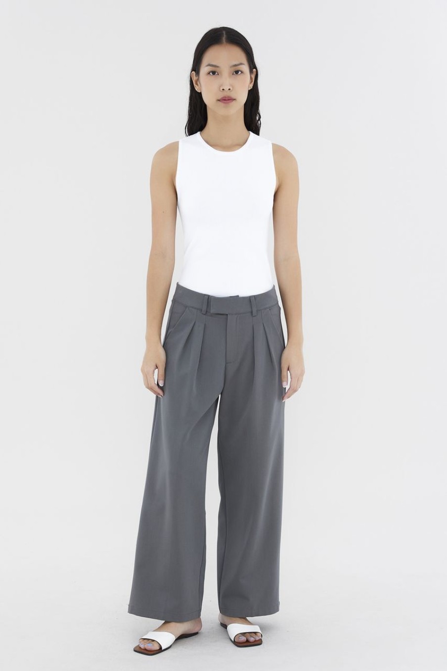 Women The Editor's Market Pants | Juralle Low-Rise Tailored Pants Charcoal