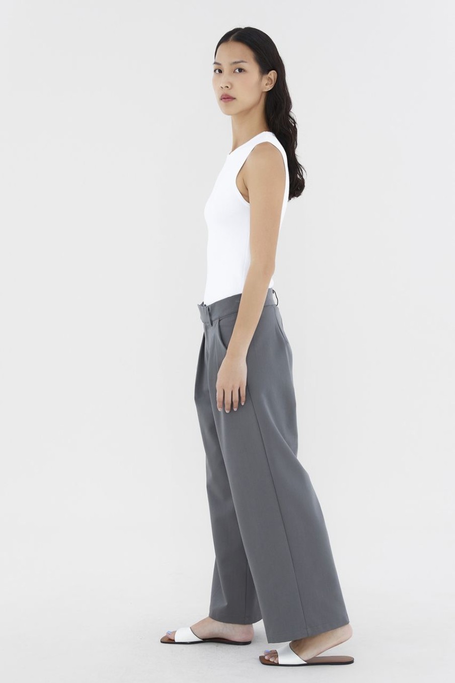 Women The Editor's Market Pants | Juralle Low-Rise Tailored Pants Charcoal