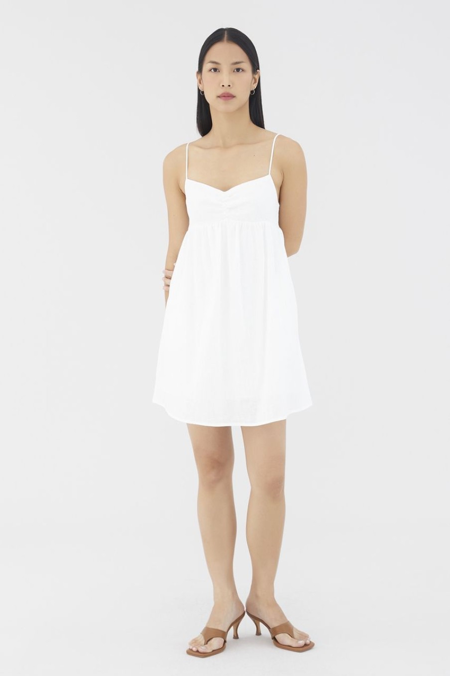 Women The Editor's Market Dresses | Lennox Linen Mini Dress White