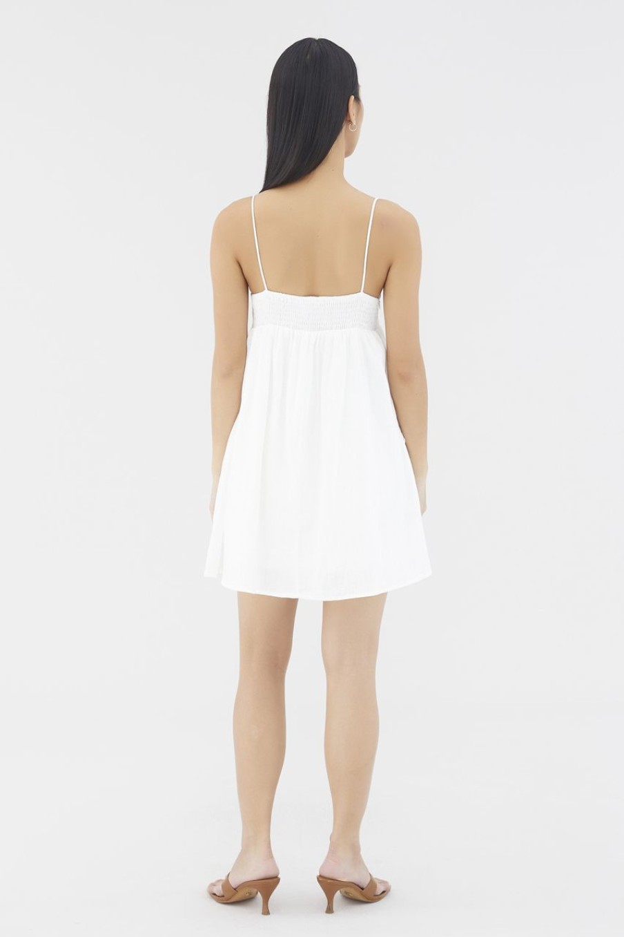 Women The Editor's Market Dresses | Lennox Linen Mini Dress White