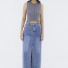 Women The Editor's Market Skirts | Noulette Denim Front Slit Skirt Washed Blue