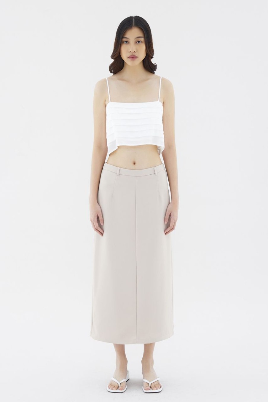 Women The Editor's Market Tops | Lyanne Pleated Cami Top White