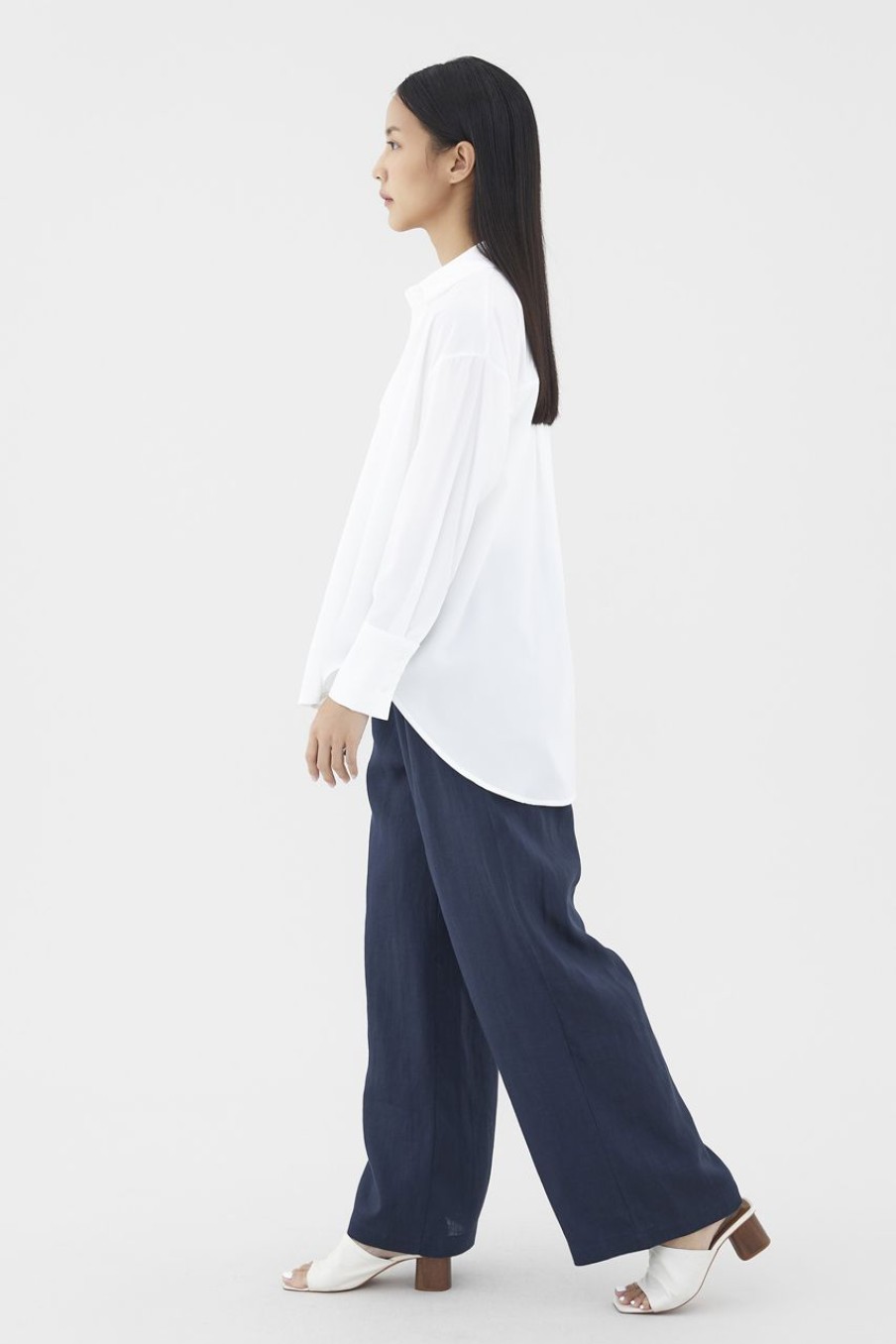 Women The Editor's Market Pants | Belena Linen Drawstring Pants Navy Blue