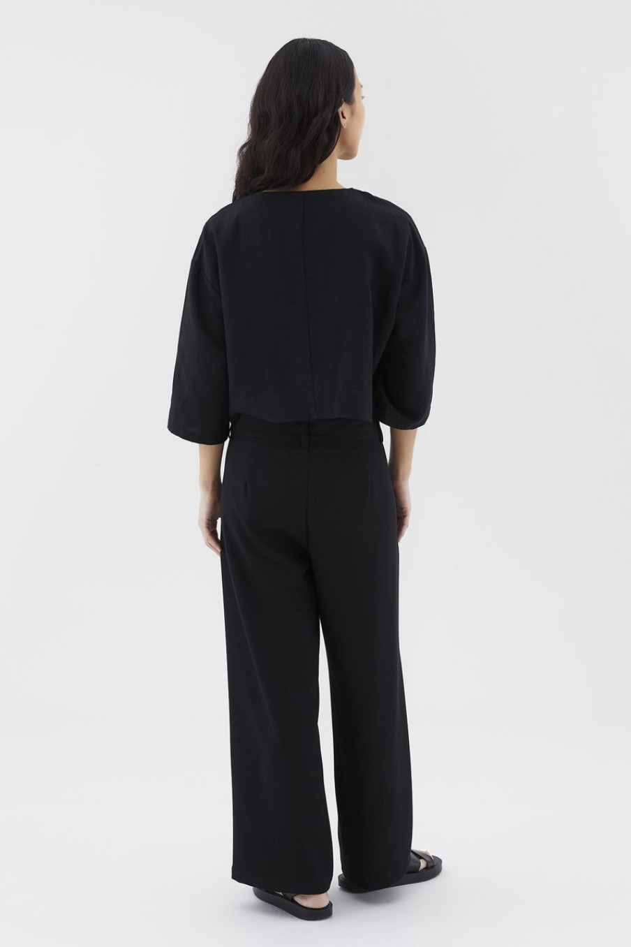 Women The Editor's Market Tops | Nadalia Button-Down Top Black