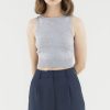 Women The Editor's Market Tops | Stella Knit Crop Top Heather Grey