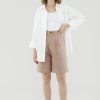 Women The Editor's Market Shorts | Yamina Linen Longline Shorts Dusty Rose