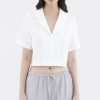 Women The Editor's Market Tops | Rheta Linen Crop Shirt White