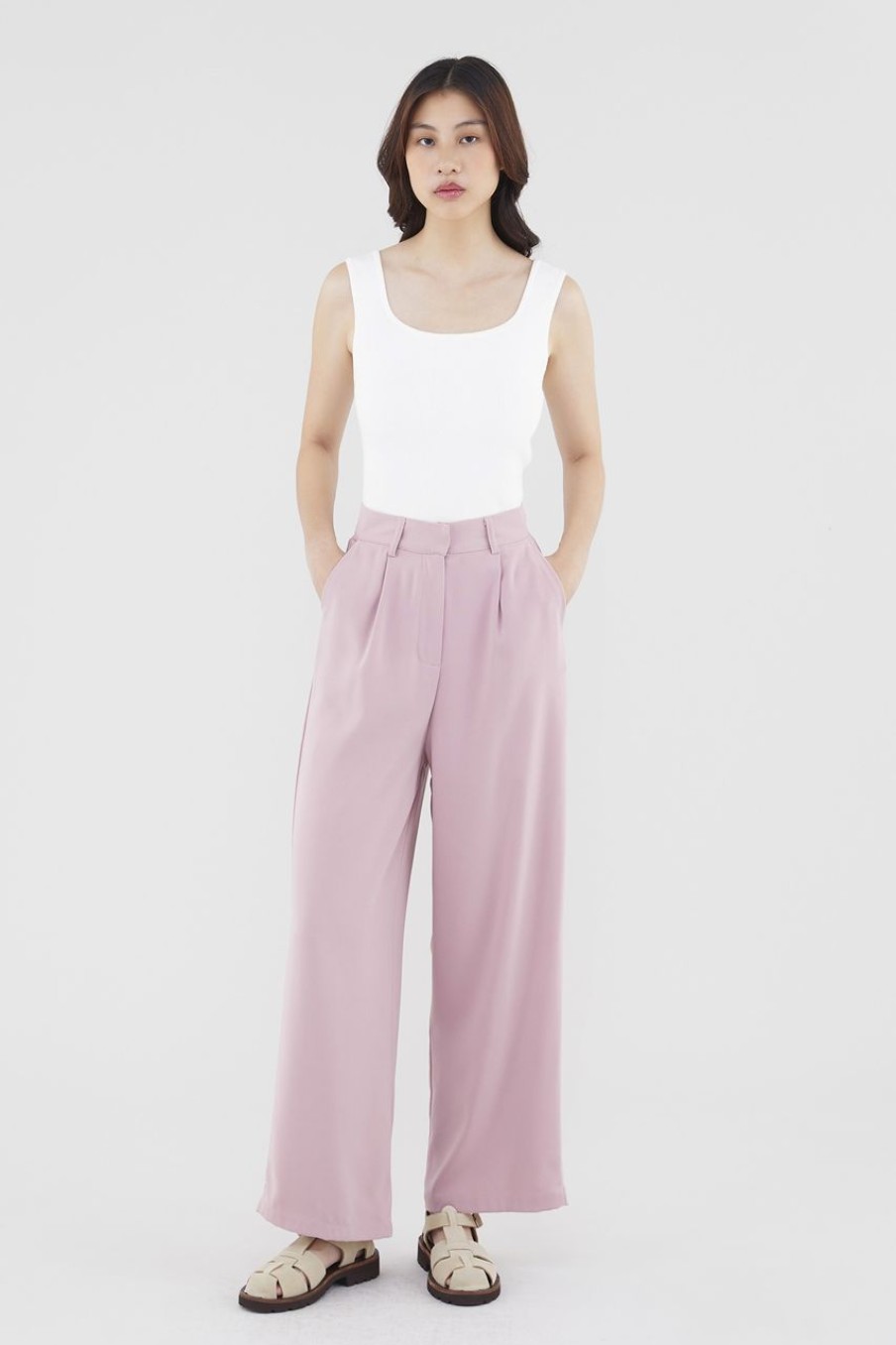 Women Palette Pants | Elicia Wide-Leg Pants Chalk Pink