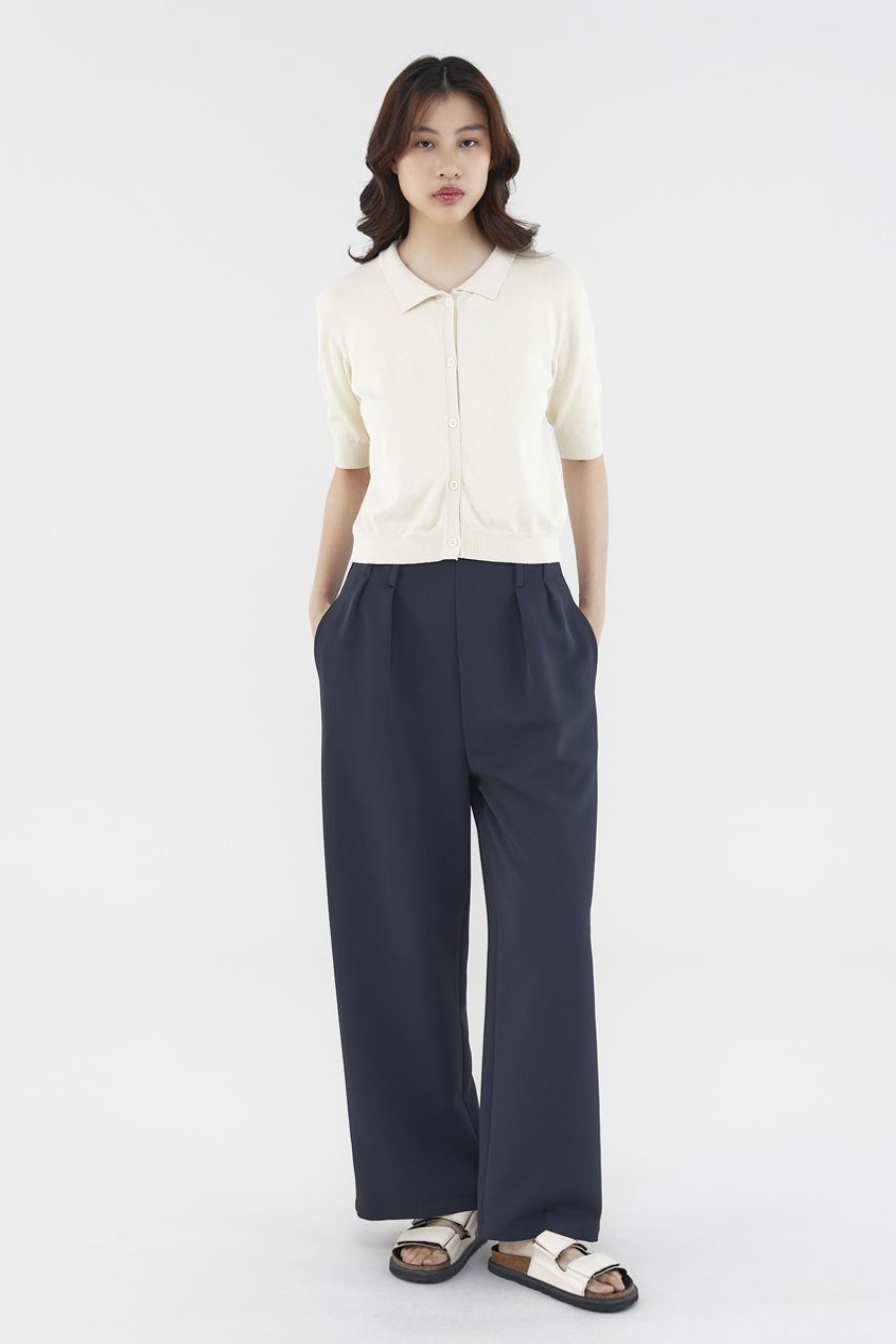 Women The Editor's Market Tops | Elsee Knit Polo Tee Oat