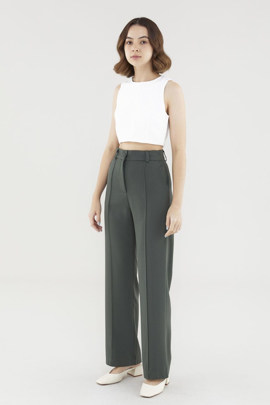 Women The Editor's Market Pants | Edelyn High-Waist Pants Thyme