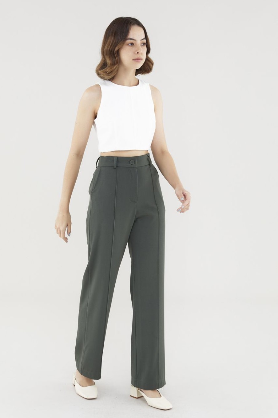 Women The Editor's Market Pants | Edelyn High-Waist Pants Thyme