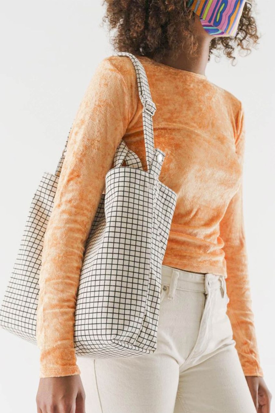 Women Baggu Bags | Baggu Horizontal Duck Bag Natural Grid