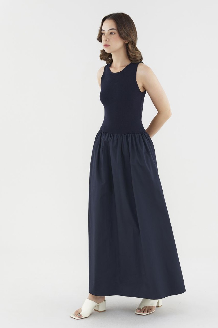 Women The Editor's Market Dresses | Andreana Tank Maxi Dress Navy Blue