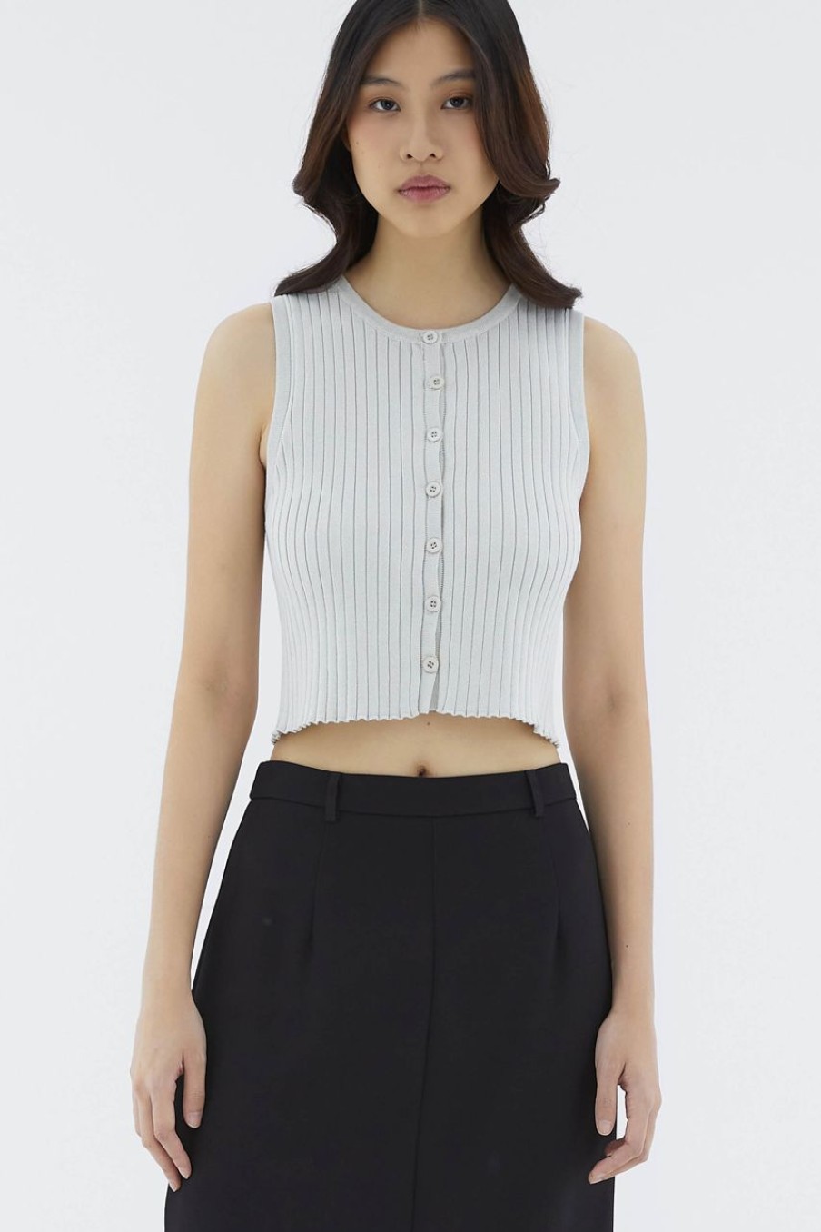 Women The Editor's Market Tops | Hosan Button-Down Knit Tank Snow