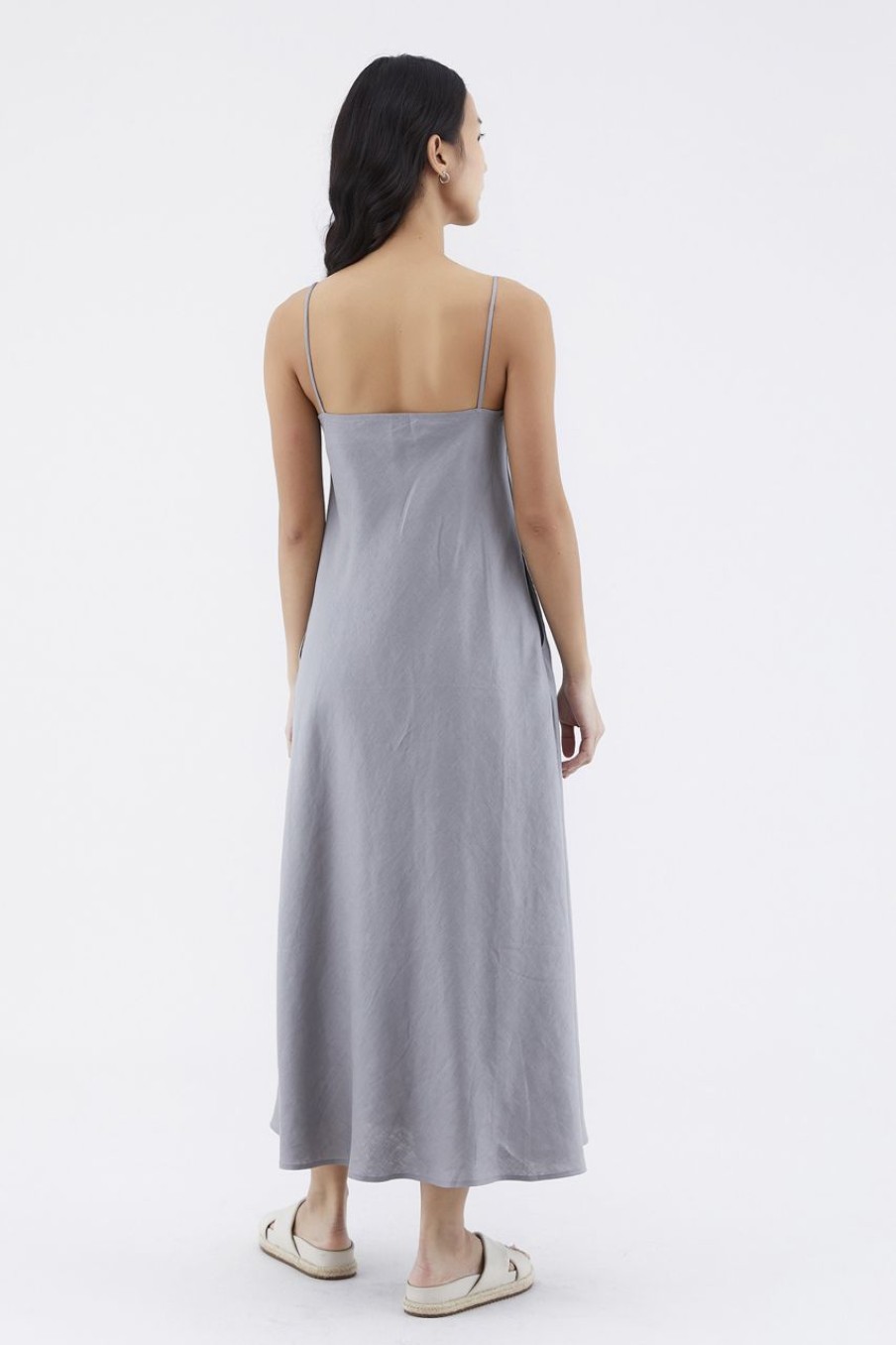 Women The Editor's Market Dresses | Jayleana Linen Bias-Cut Dress Elephant