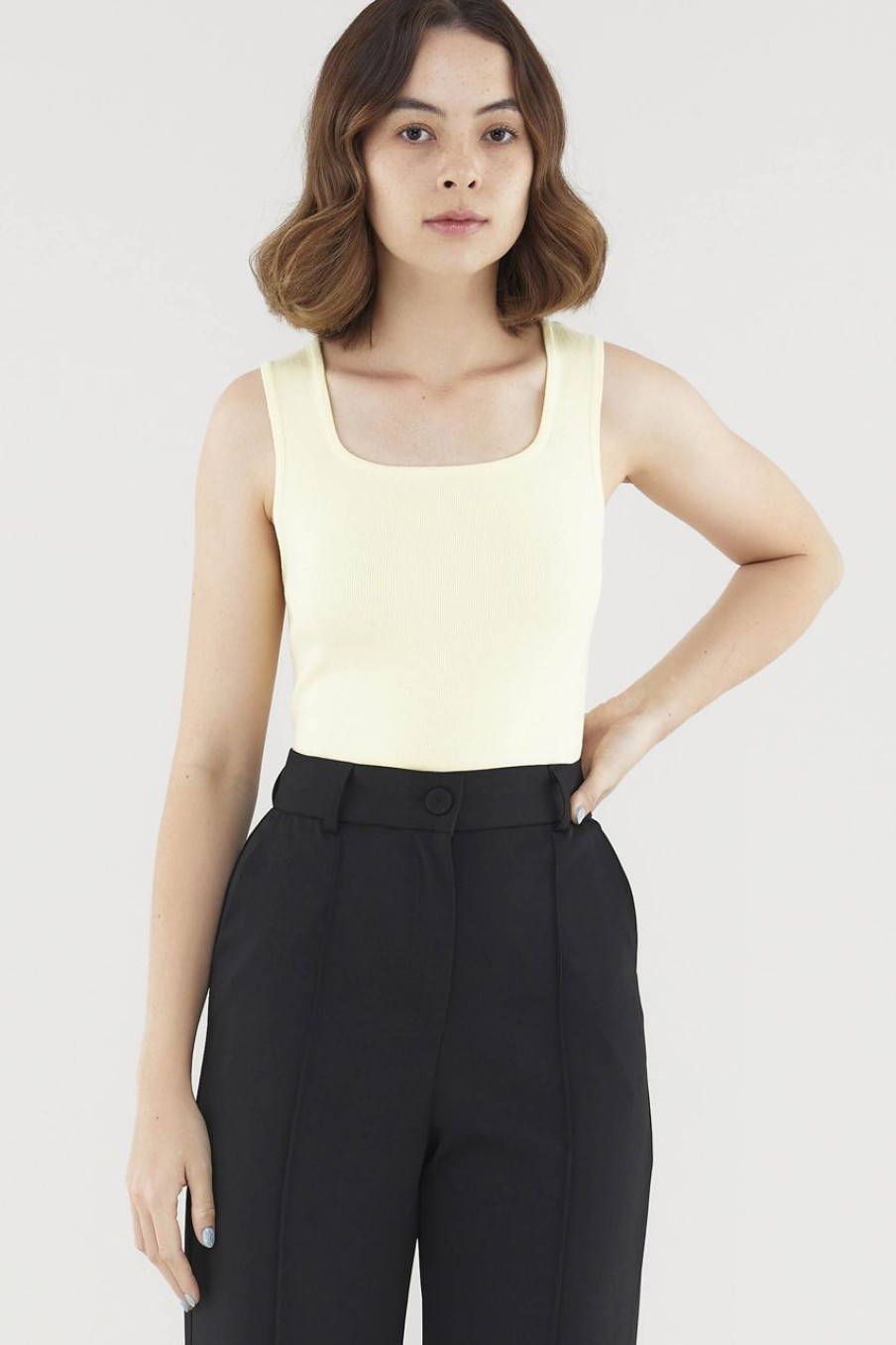 Women Palette Tops | Aspen Square-Neck Knit Top Daffodil