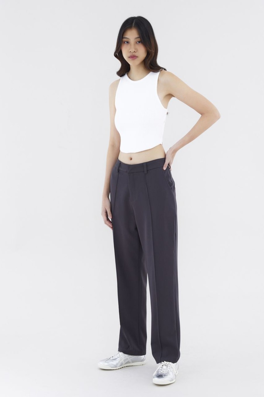 Women The Editor's Market Pants | Goven Mid-Rise Tailored Pants Charcoal