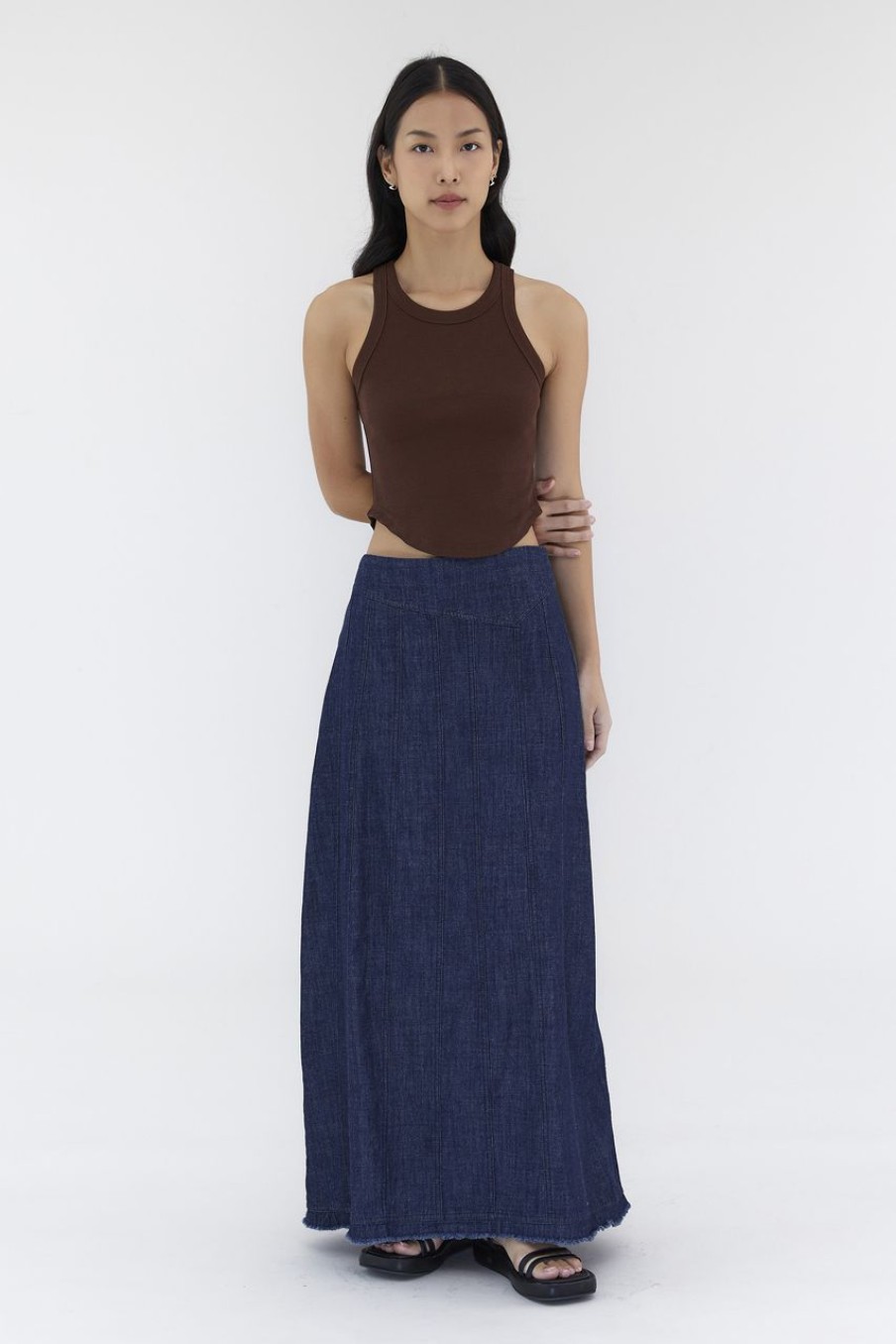 Women The Editor's Market Skirts | Charryn Mid-Rise Denim Skirt Dark Blue