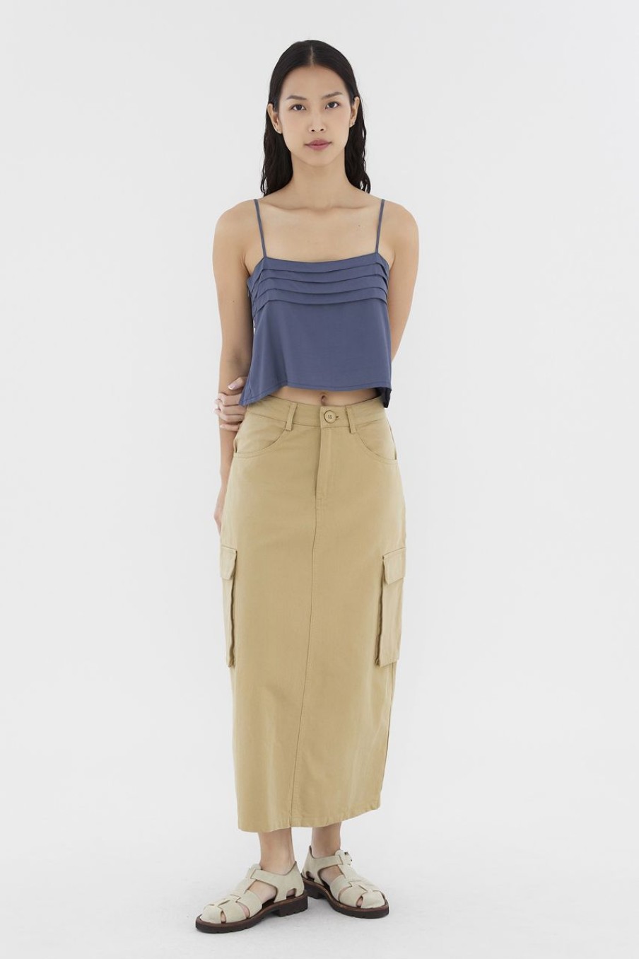 Women The Editor's Market Tops | Kaire Pleated Camisole Heron