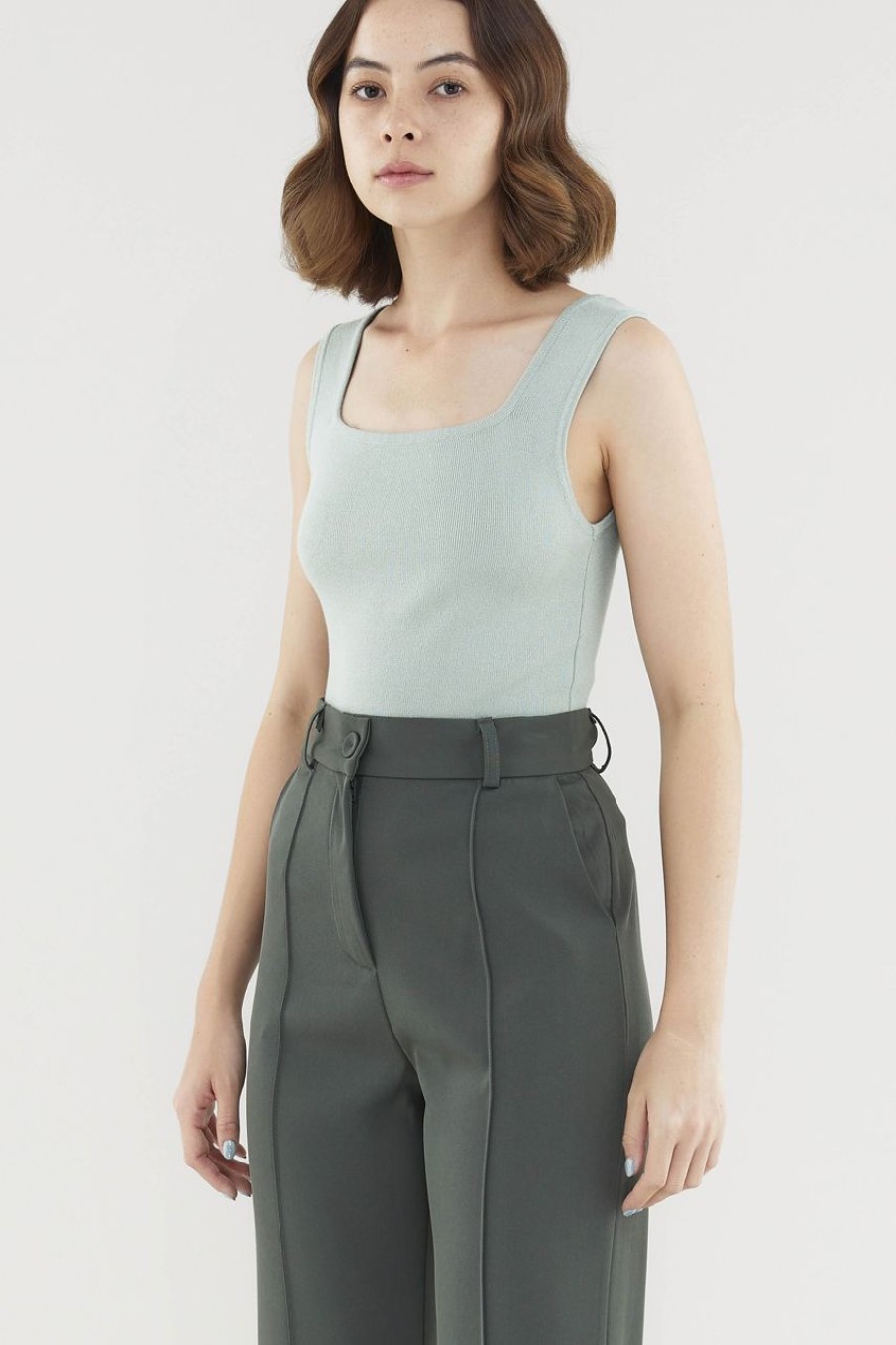 Women Palette Tops | Aspen Square-Neck Knit Top Tea Green