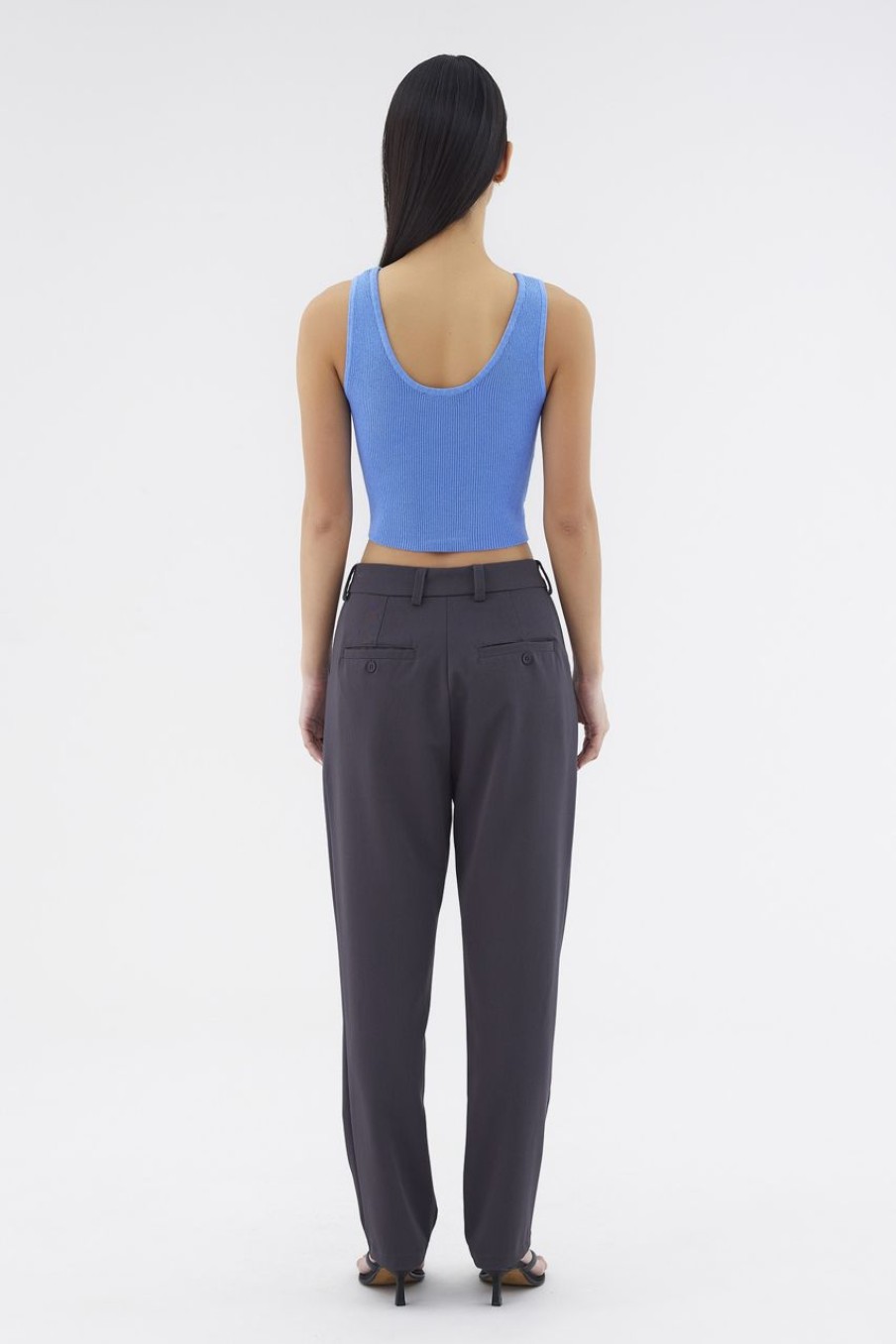 Women The Editor's Market Tops | Felisca Cut-Out Crop Tank Steel