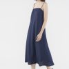 Women The Editor's Market Dresses | Jayleana Linen Bias-Cut Dress Navy Blue