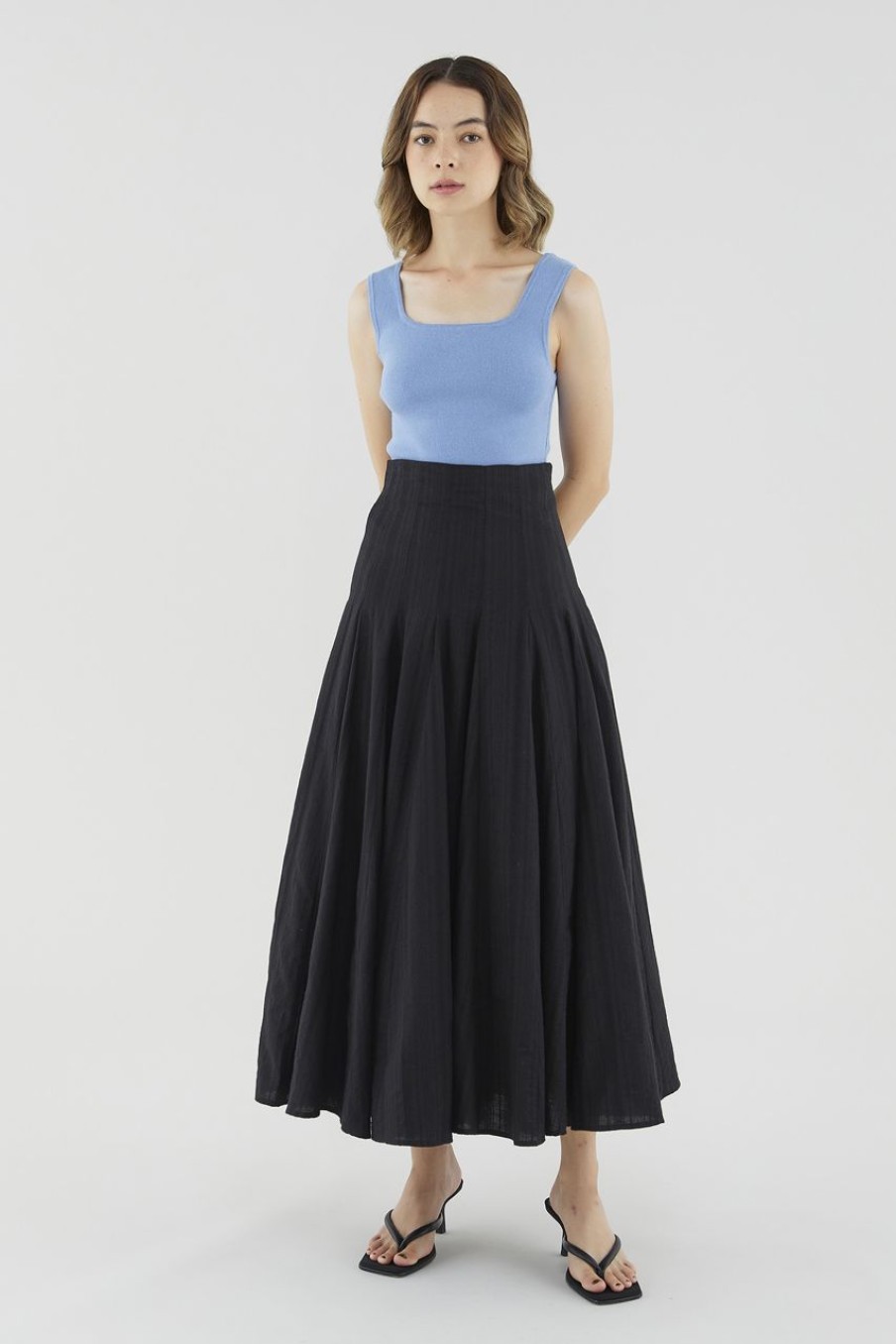 Women The Editor's Market Skirts | Larrisa Fluted Skirt Black