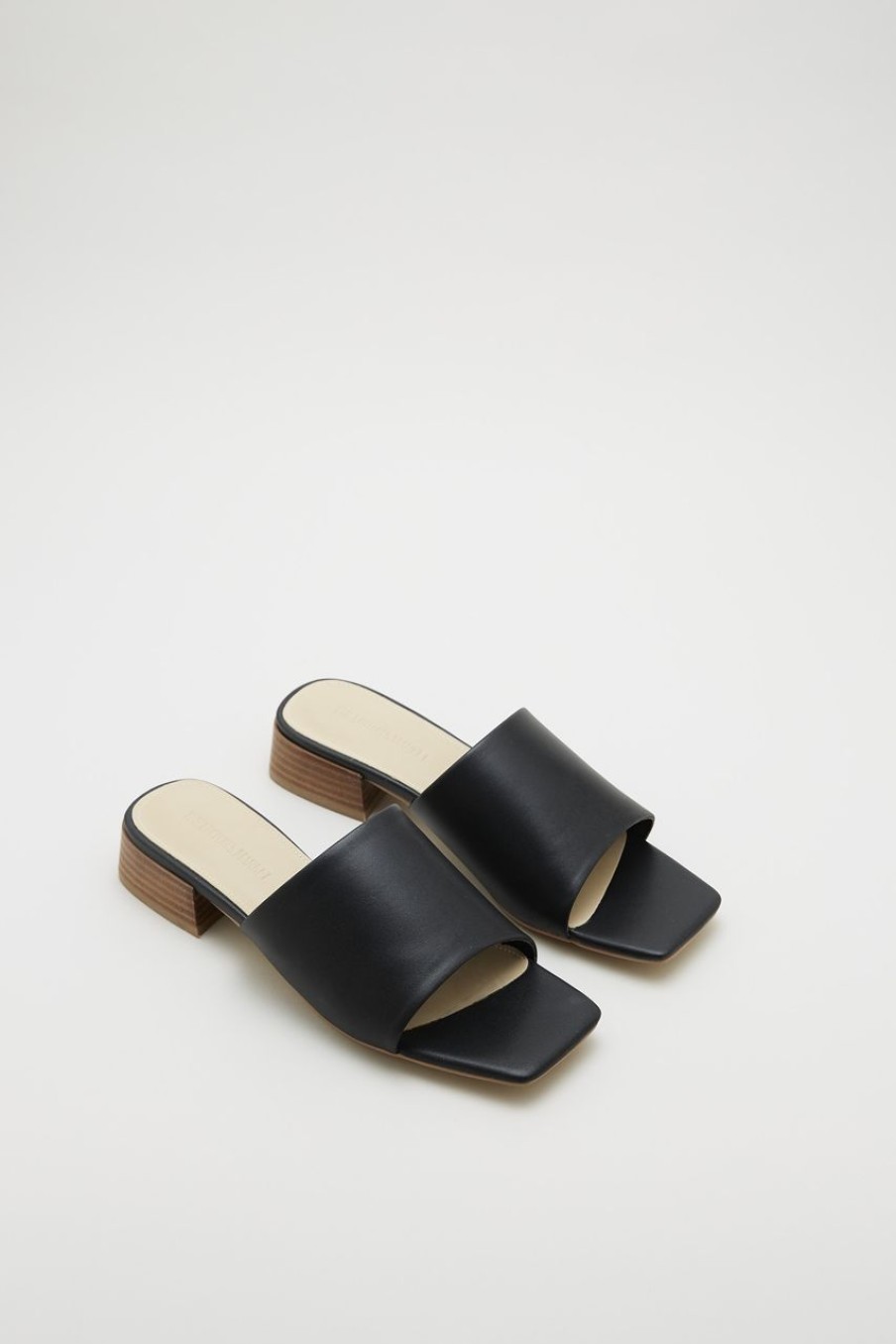 Women The Editor's Market Flats | Rhea Block Heel Slides Charcoal