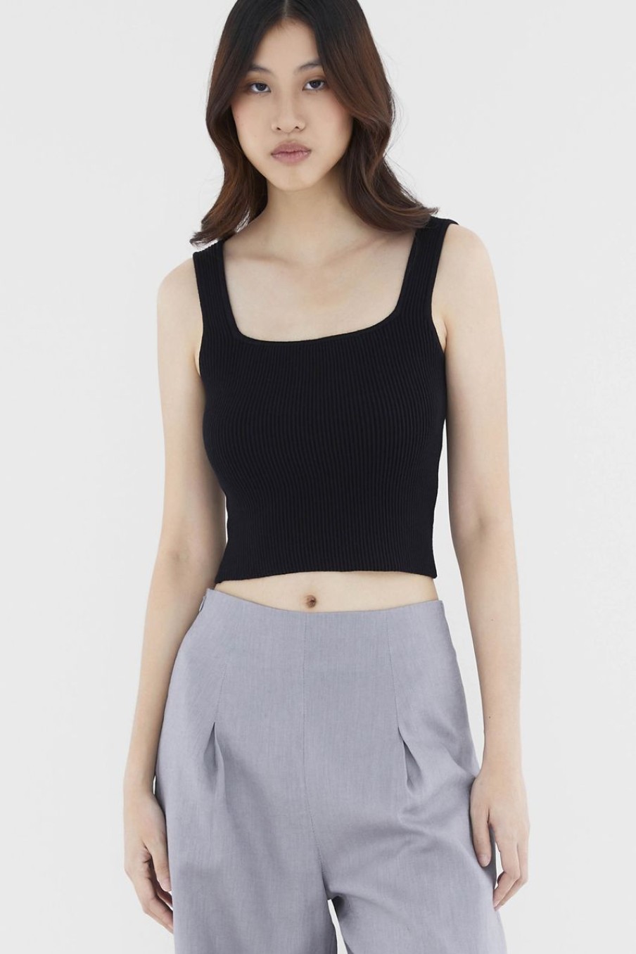 Women The Editor's Market Tops | Skylene Square Neck Tank Black