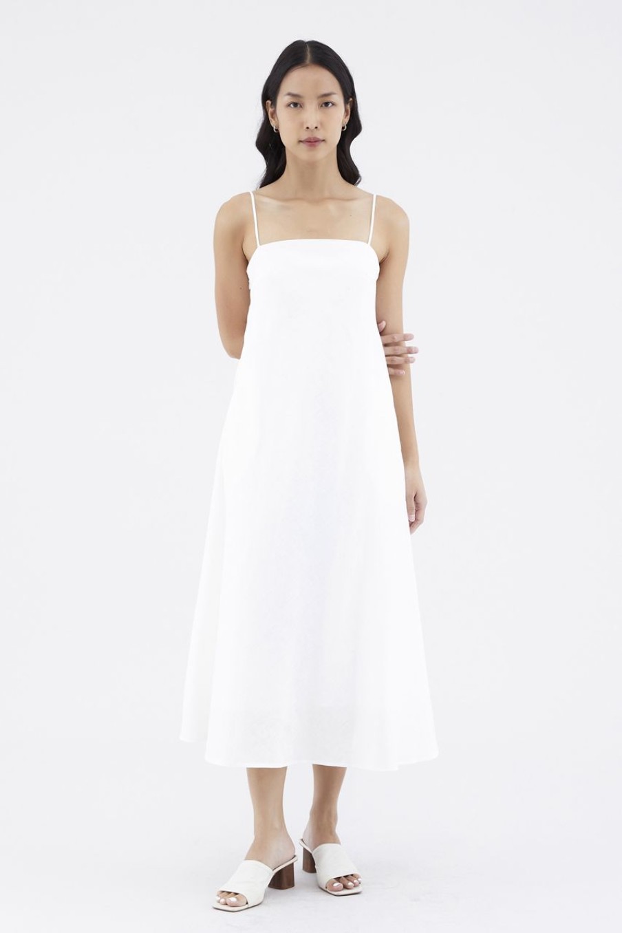 Women The Editor's Market Dresses | Jayleana Linen Bias-Cut Dress White