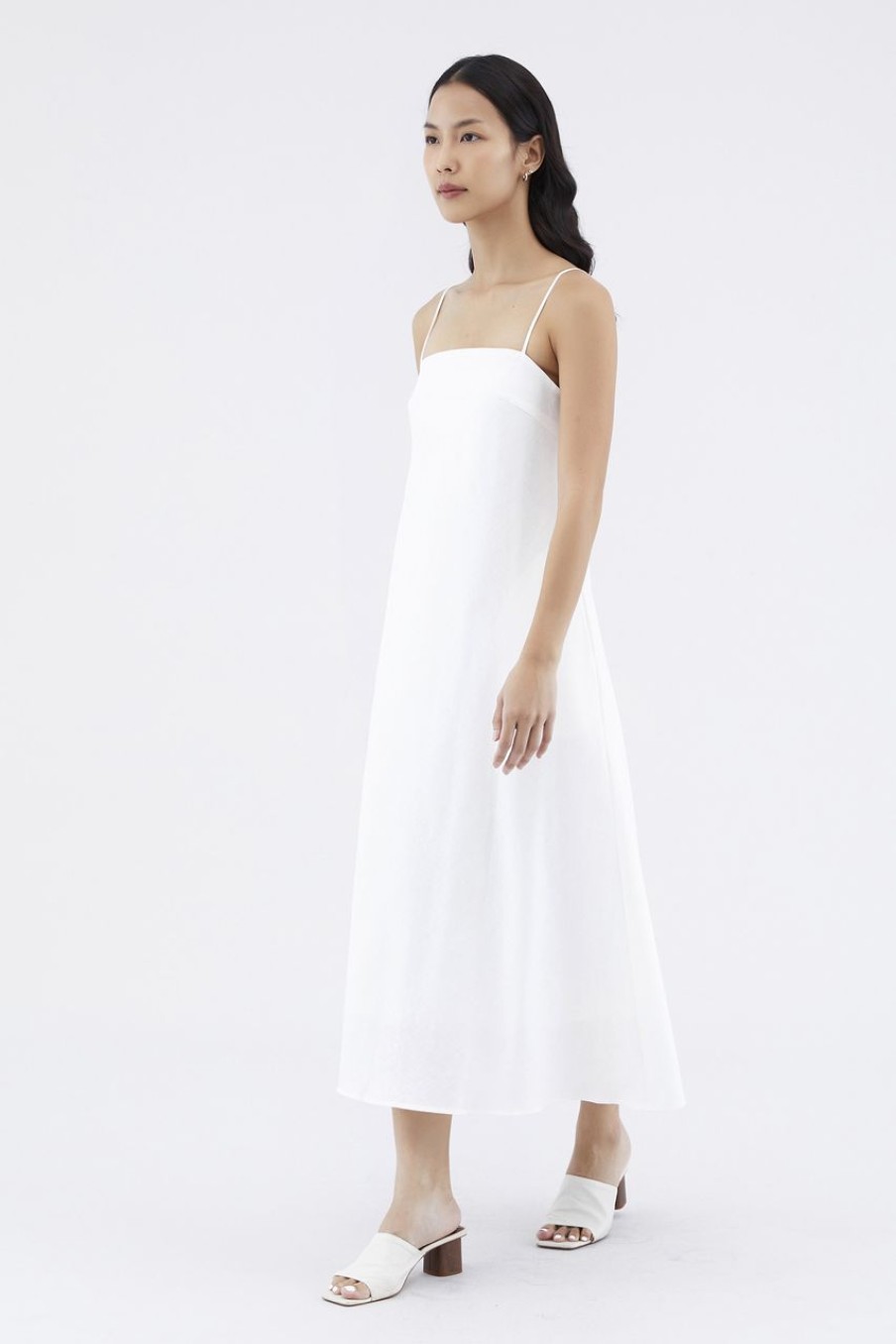 Women The Editor's Market Dresses | Jayleana Linen Bias-Cut Dress White