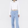 Women The Editor's Market Tops | Elowen Side-Ruch Crop Shirt Optic White