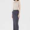 Women The Editor's Market Skirts | Jorene Linen Mid-Rise Straight Skirt Liquorice