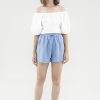 Women The Editor's Market Shorts | Bonita Linen Relaxed Shorts Baby Blue