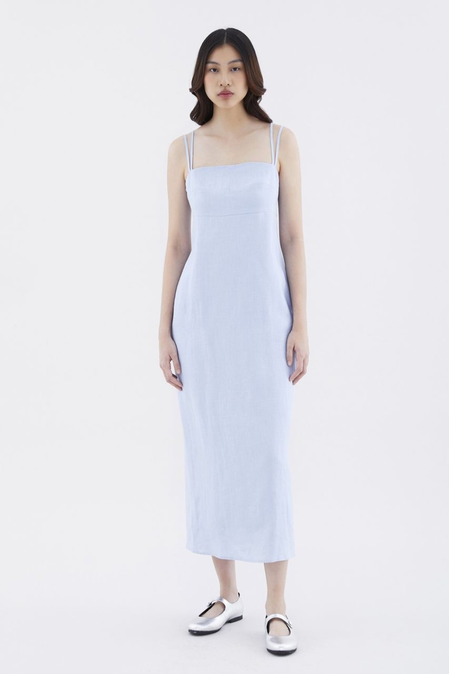 Women The Editor's Market Dresses | Erucia Linen Double-Strap Slit Dress Mirage