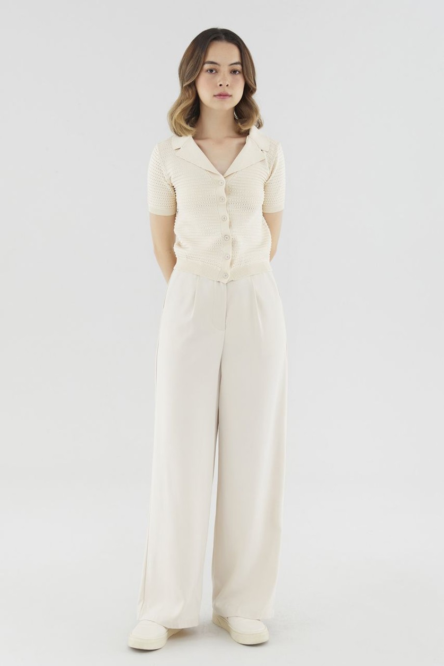 Women Palette Pants | Elicia Wide-Leg Pants Ecru