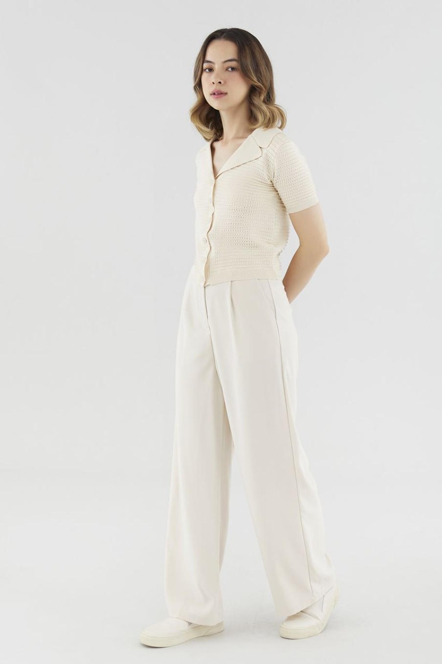 Women Palette Pants | Elicia Wide-Leg Pants Ecru