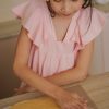 Kids Evryday Studios | Ruffled Sleeve Bow-Tie Dress Peach