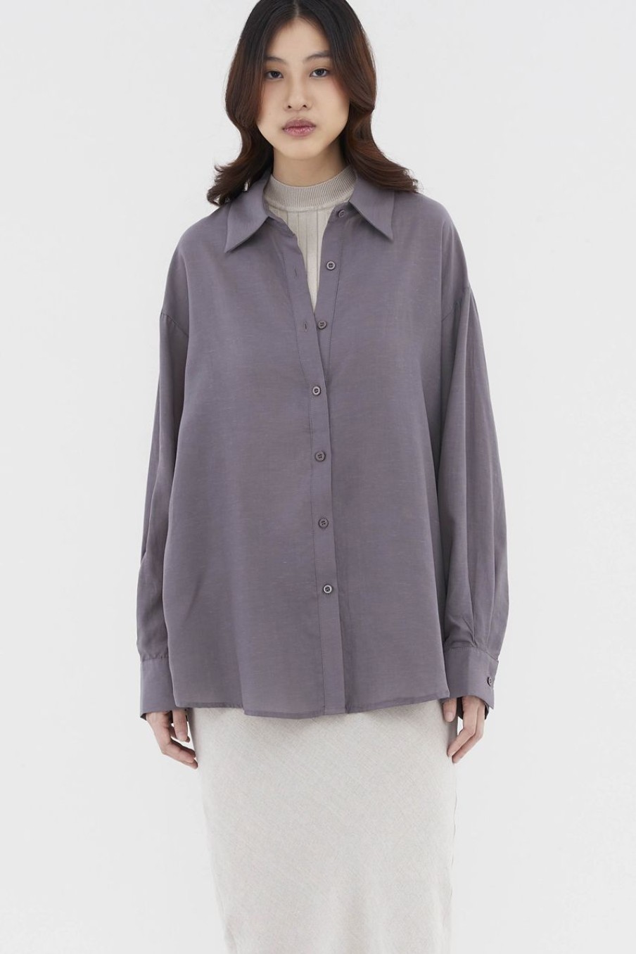 Women The Editor's Market Tops | Denery Oversized Shirt Griffin