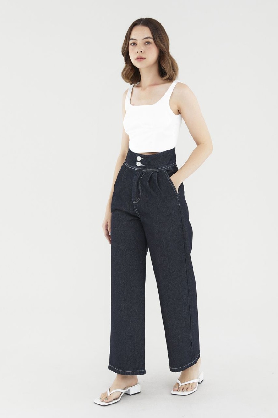 Women The Editor's Market Jeans | Jameryn High-Waist Jeans Dark Denim Blue