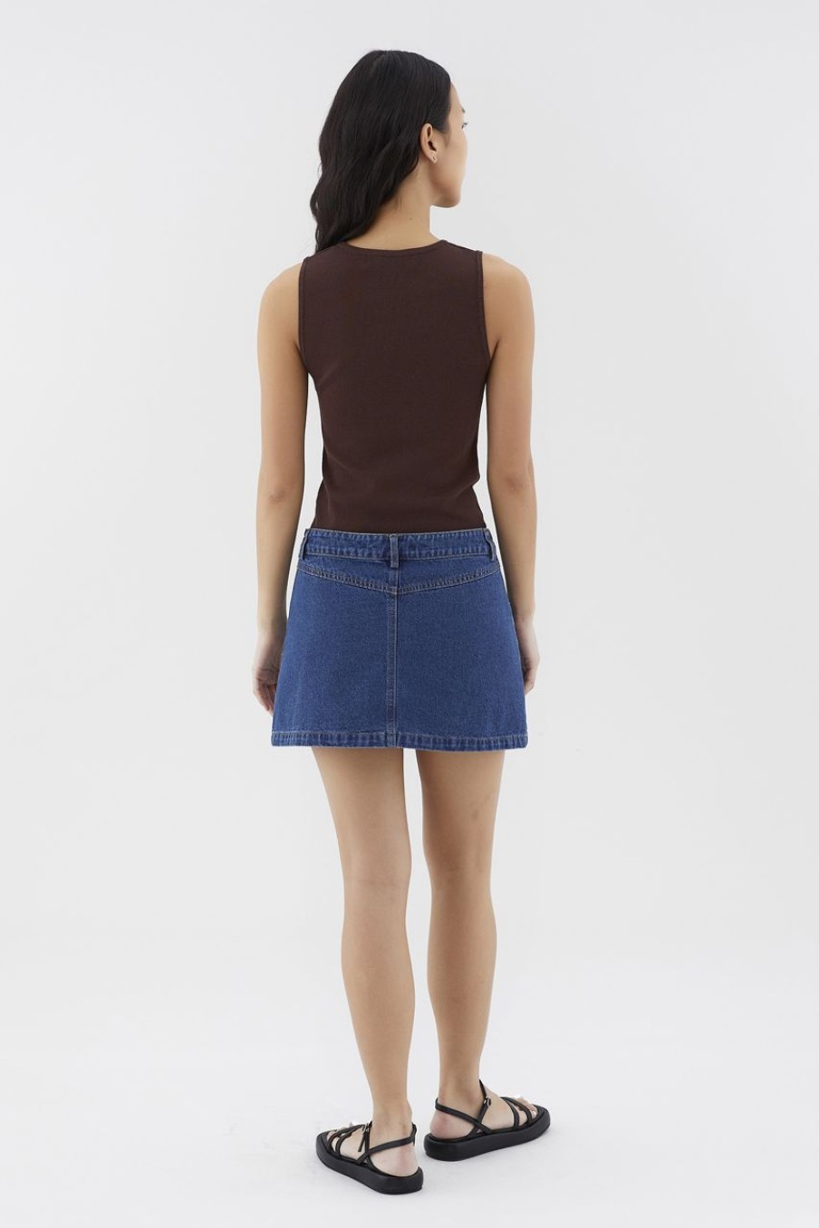 Women The Editor's Market Skirts | Amonica Low-Rise Denim Skirt Blue