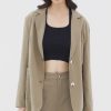 Women The Editor's Market Outerwear | Darcy Padded Blazer Olive